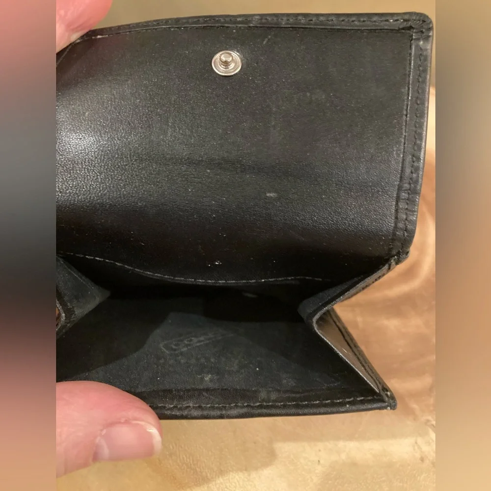 Coach Leatherware‎ Est. 1941 Signature Canvas Black Bifold Wallet W/Leather Trim